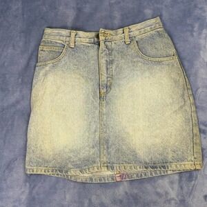 Vintage georges marciano women Guess blue denim mini skirt with red logo Size 32